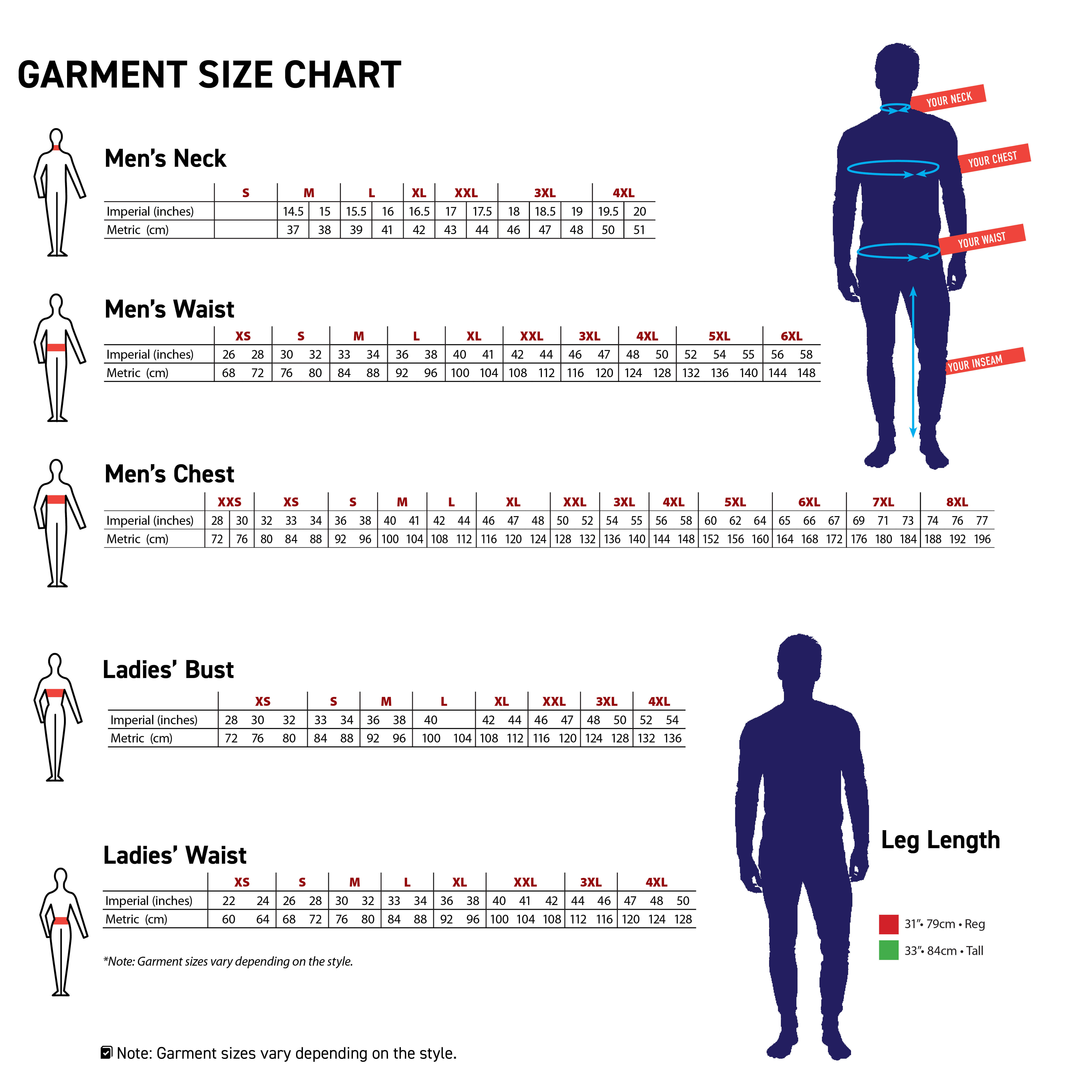 mens jacket measurement chart