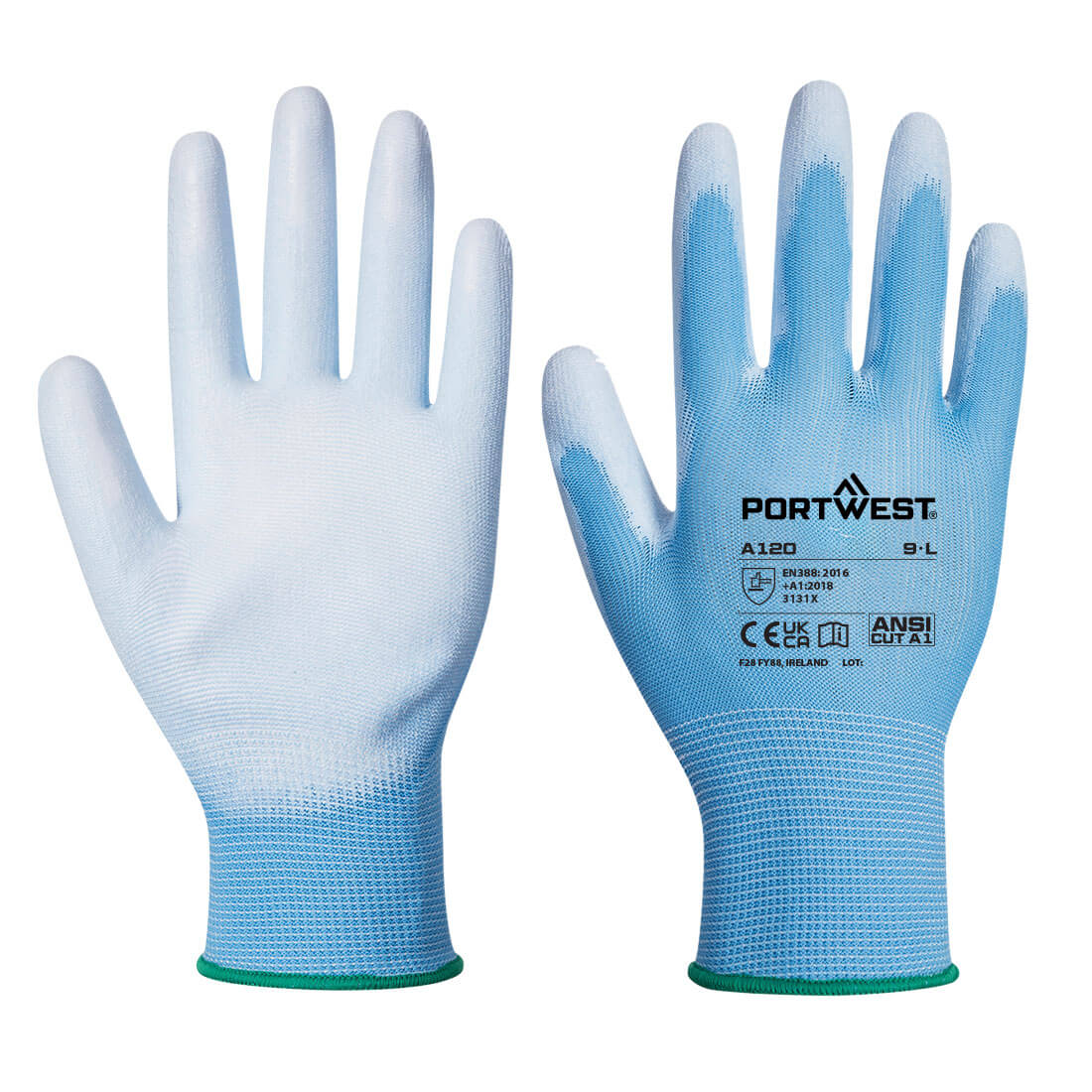 10 PACK PORTWEST GENERAL HANDLING PU PALM GLOVES MANY COLORS SIZES XXS-3XL A120