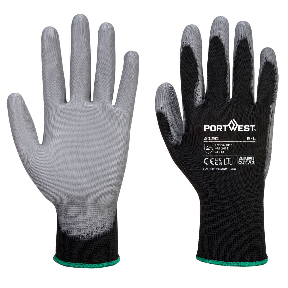 PU Palm Glove Size L Black/Grey