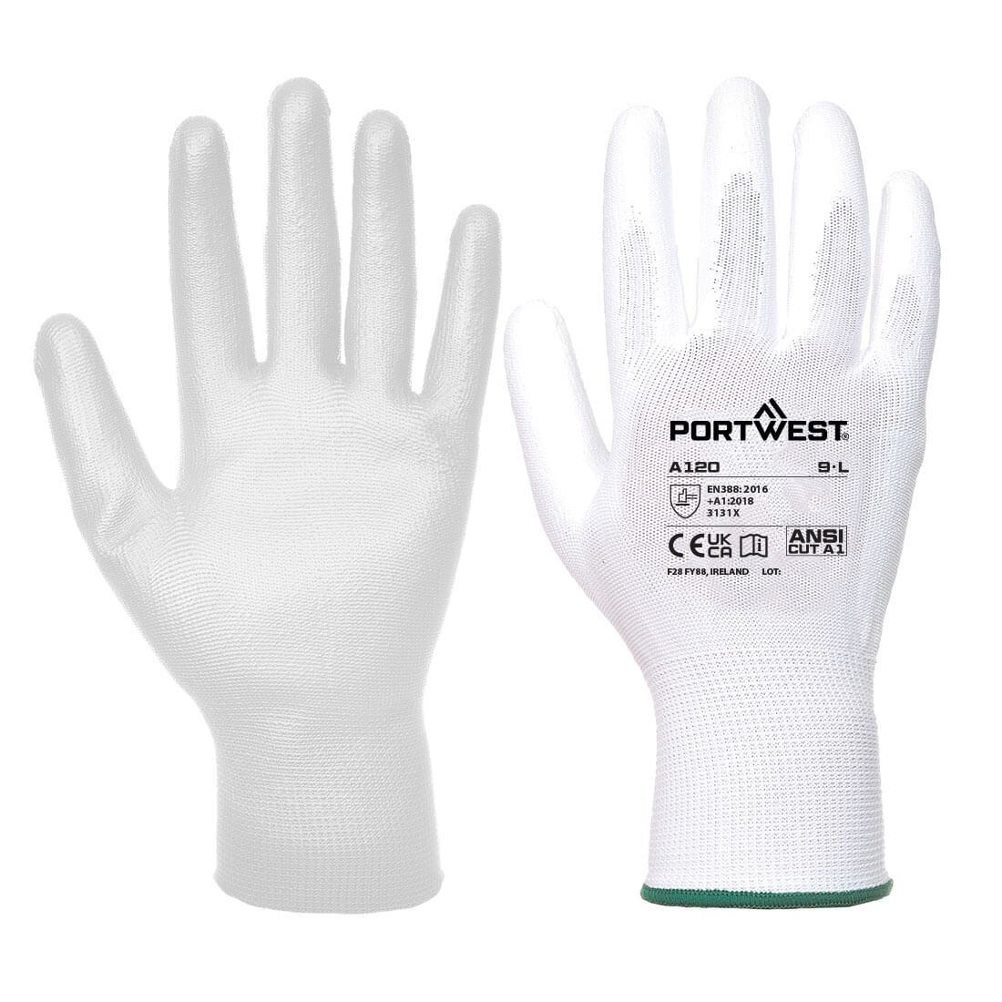 PU Palm Glove, White      Size XXSmall R/Fit