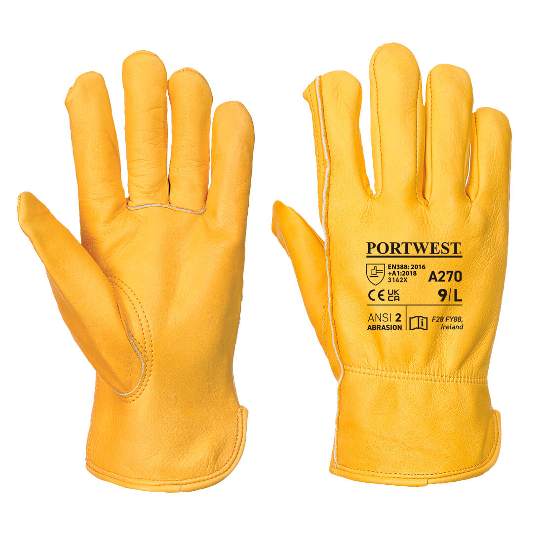 Portwest A225 Heavy Duty Leather Rigger Safety Glove with Fleece Lining ANSI 