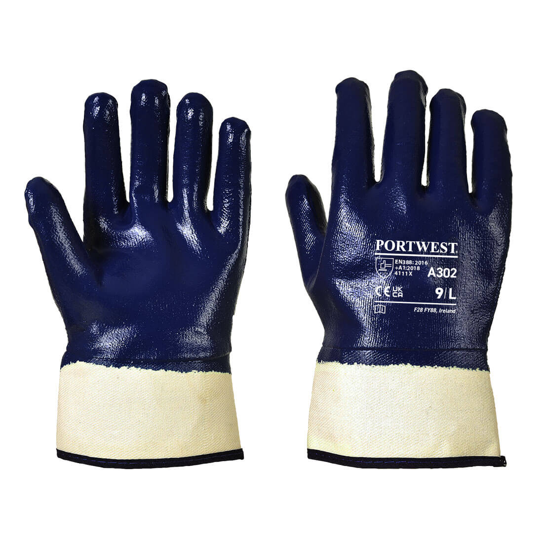 Fully Dipped Nitrile Safety Cuff Re-usable Gloves A302