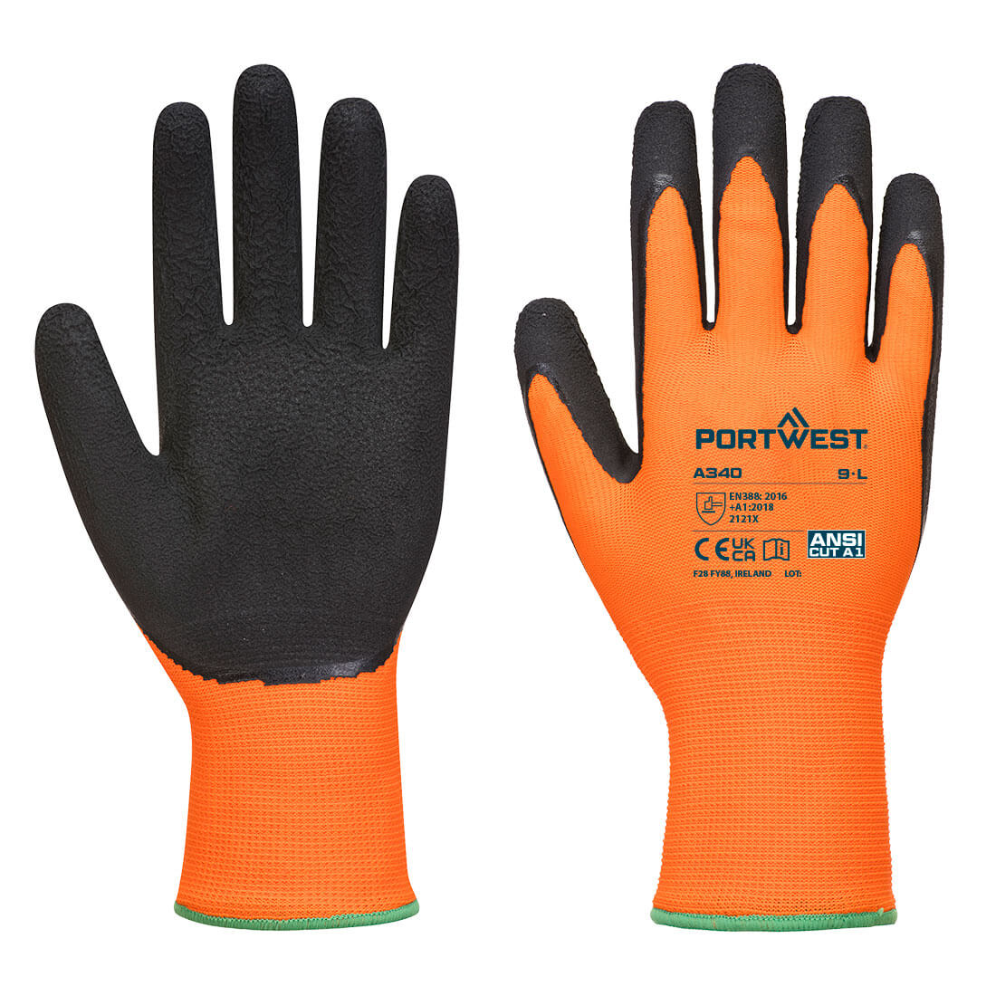 Hi-Vis Grip Glove - Latex Re-usable Gloves A340