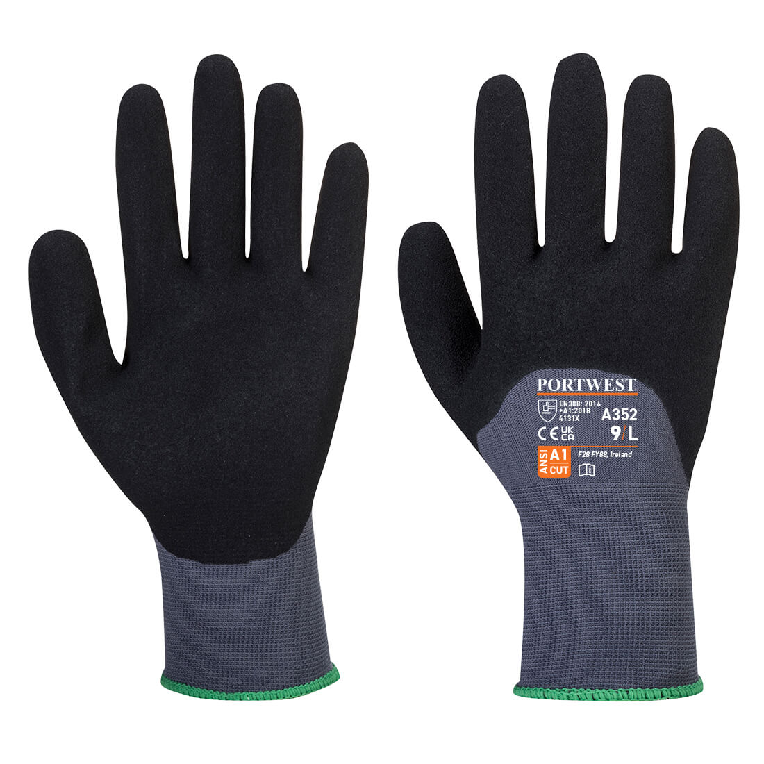 Dermiflex Ultra Glove, GreyBk    Size Medium R/Fit