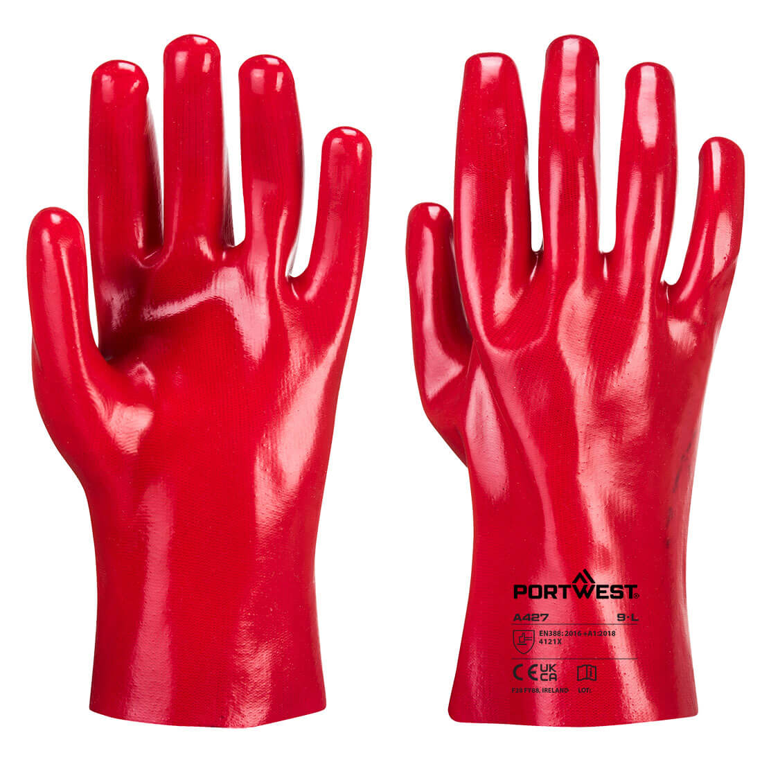 PVC Gauntlet Size XL Red Re-usable Gloves A427RERXL