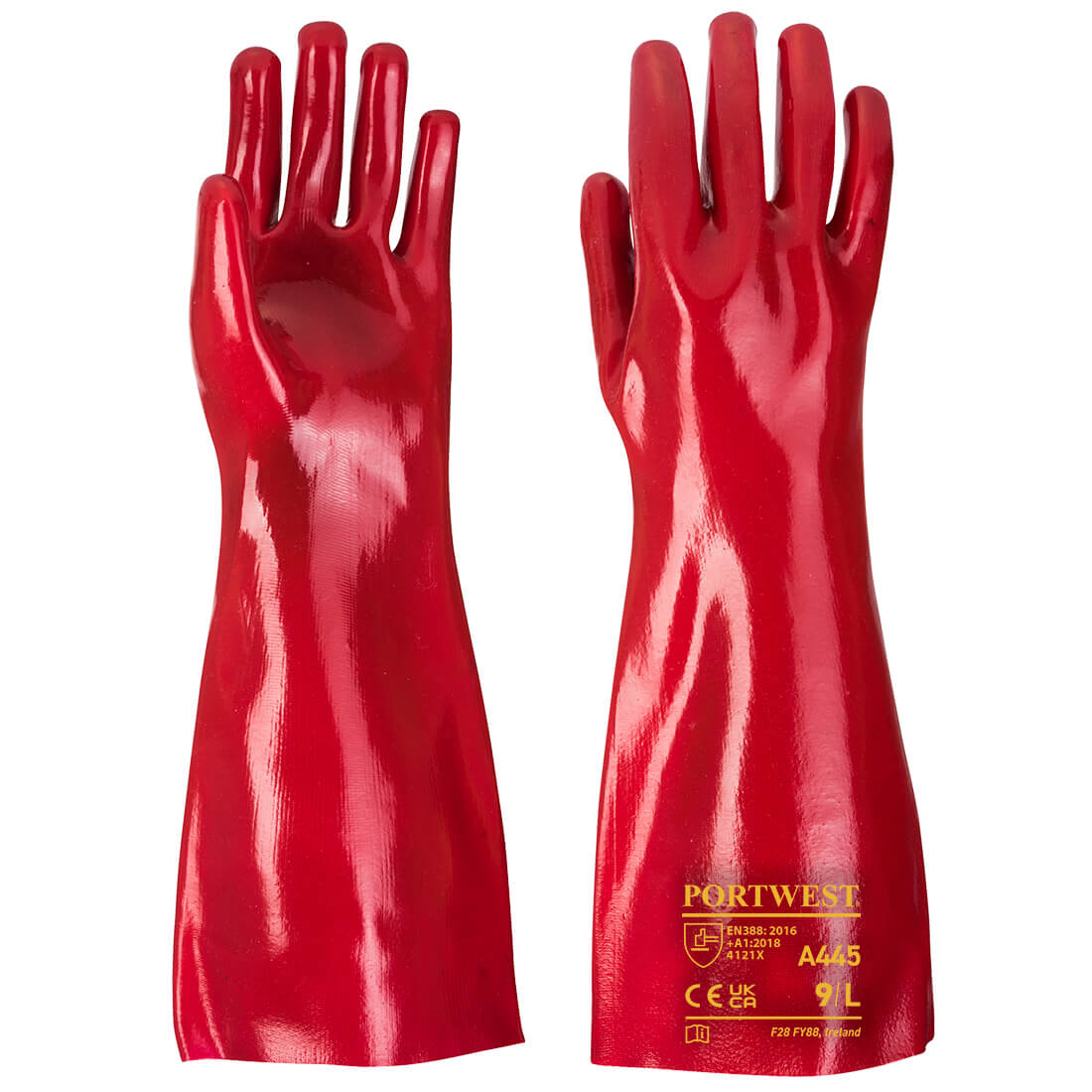 PVC Gauntlet Size XL Red Re-usable Gloves A445RERXL