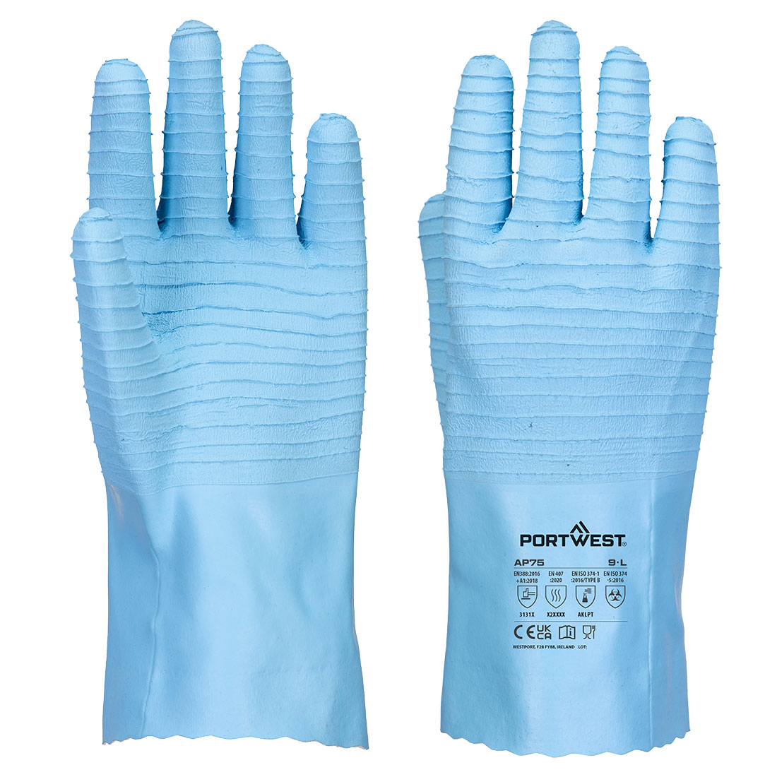 Portwest handschoen AP75 FD Chemisch B Latex blauw(BL)