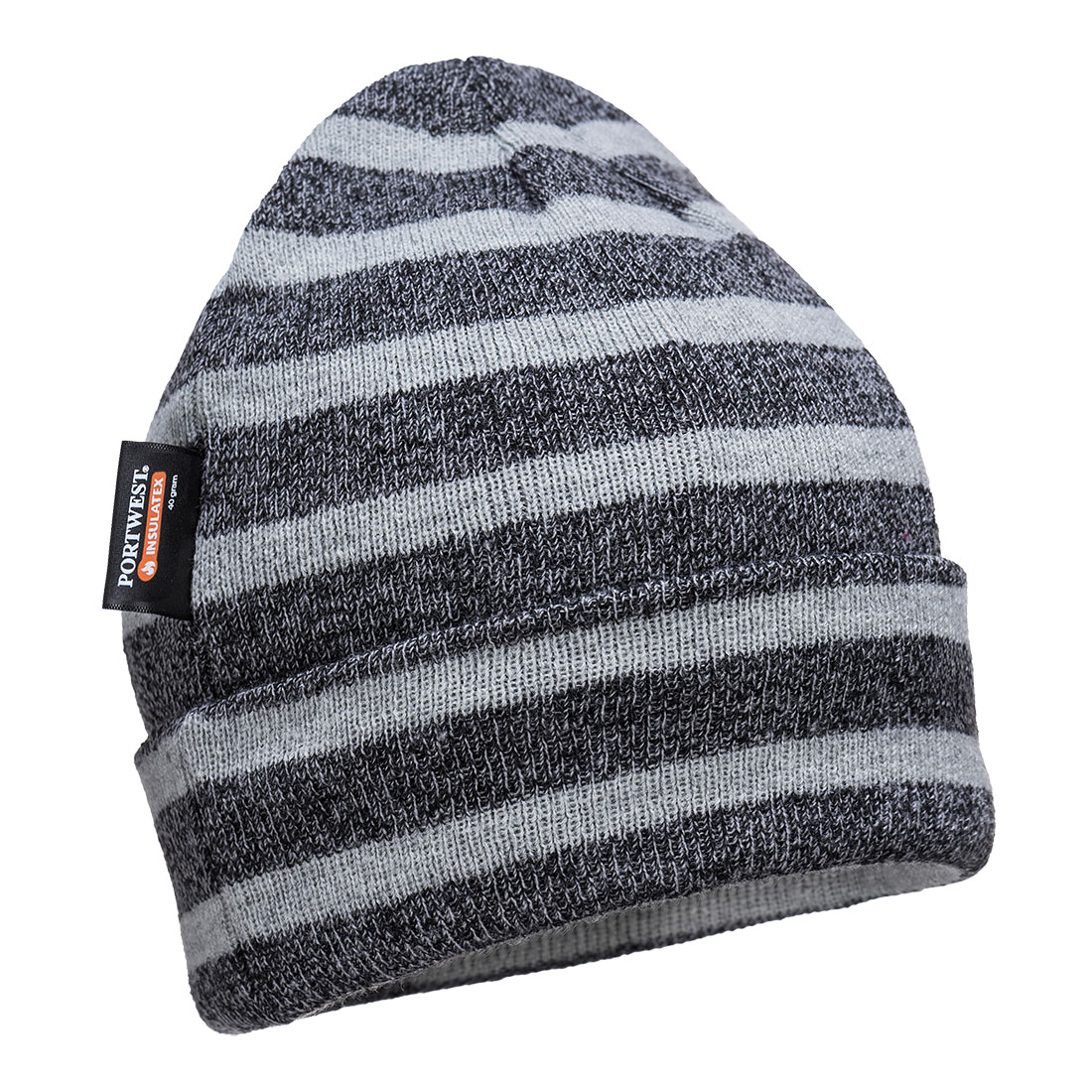 Striped Insulated Knit Cap, Insulatex Lined Size  Grey