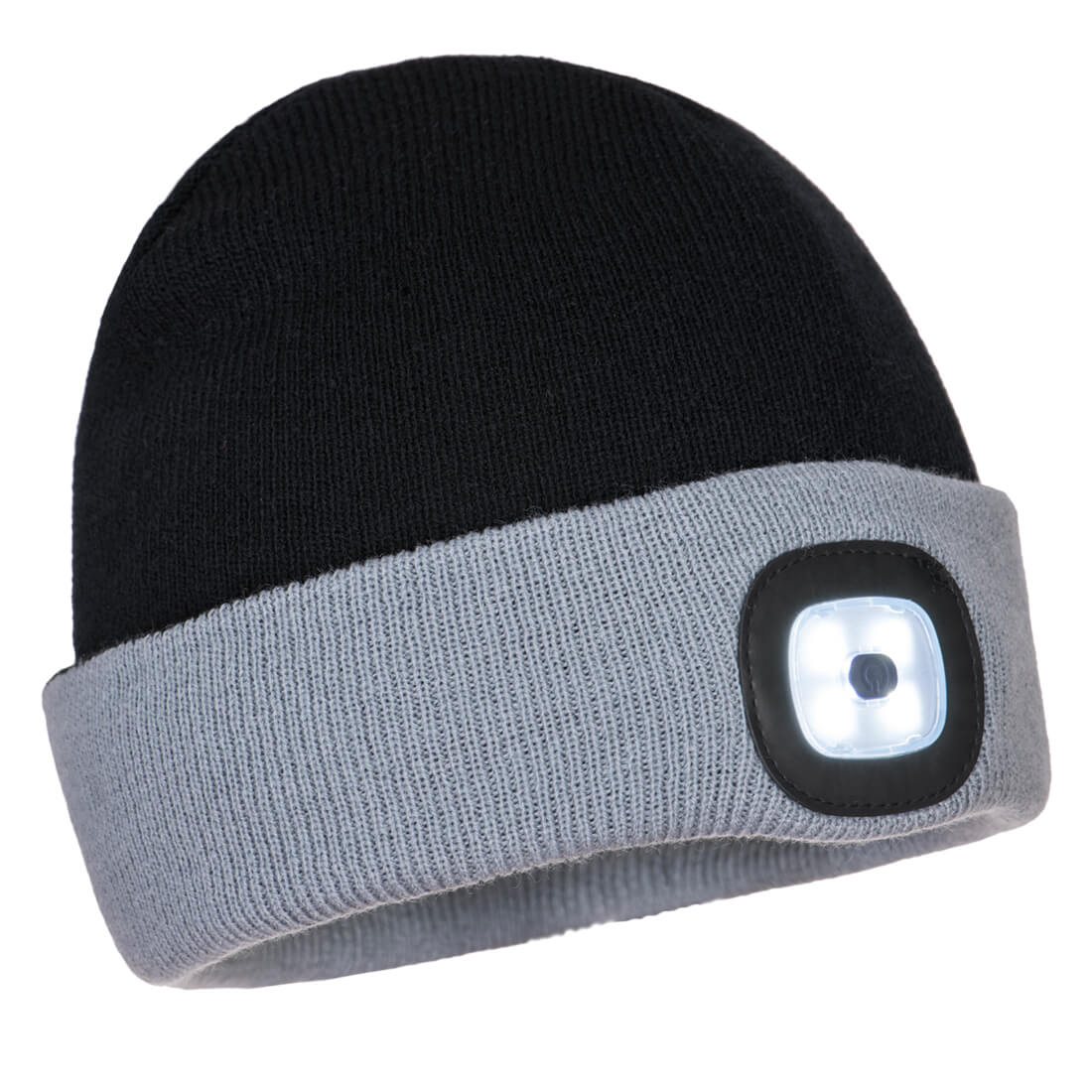 Two Tone LED Rechargeable Beanie Size  Black/Grey
