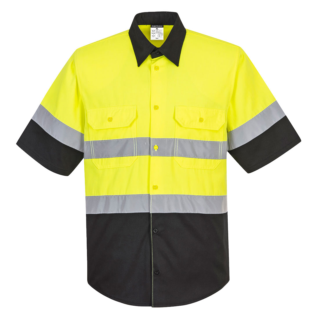 Hi-Vis Work Shirt  S/S, YeBk      Size Small R/Fit