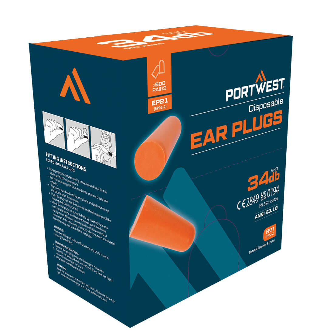 Ear Plug Dispenser Refill Pack (500 pairs )  Size  Orange