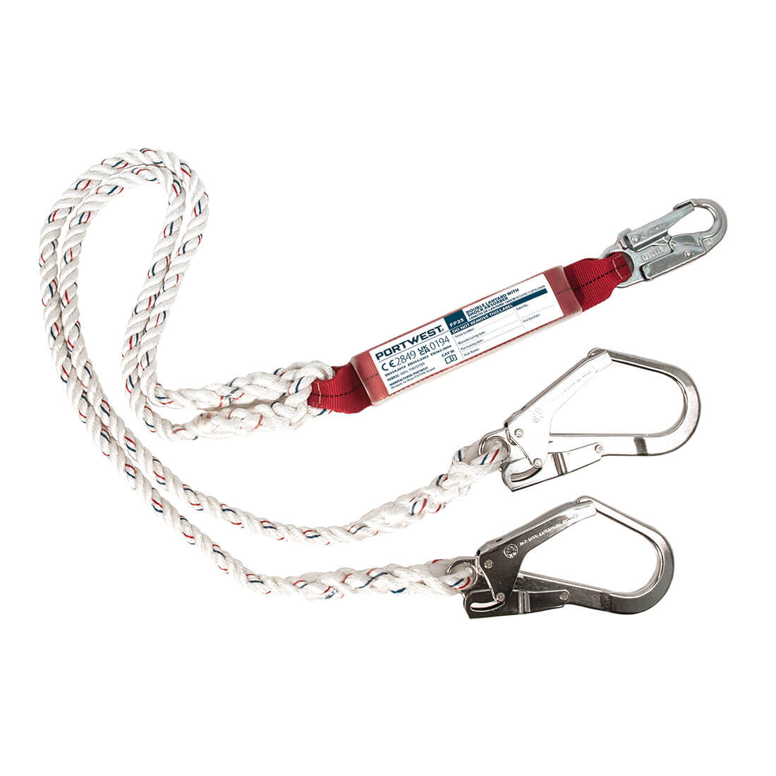 Double Lanyard With Shock Absorber Size  White