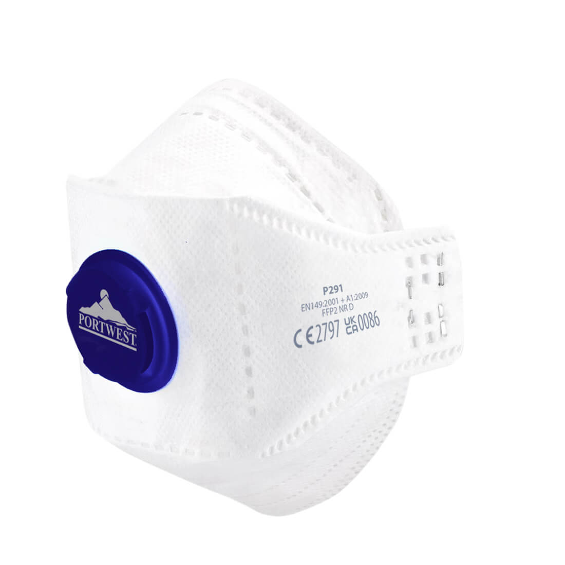 Portwest EAGLE FFP2 Valved Dolomite Fold Flat Respirator, White