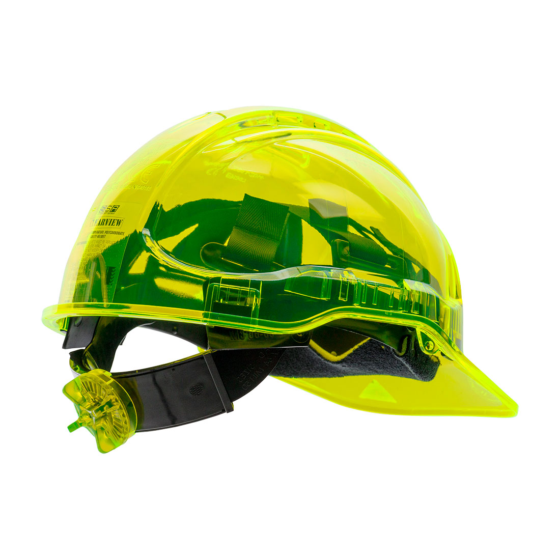 Peak View Ratchet Vent Helmet, Yellow  R/Fit