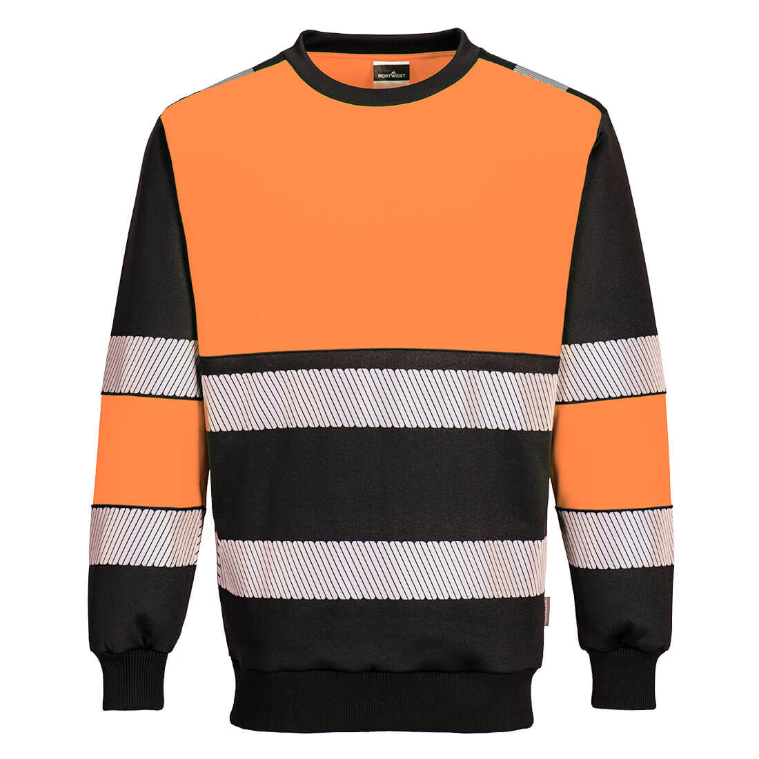 PW3 Hi-Vis Class 1 Sweatshirt PW376 Orange/Black Size XXL Fit R