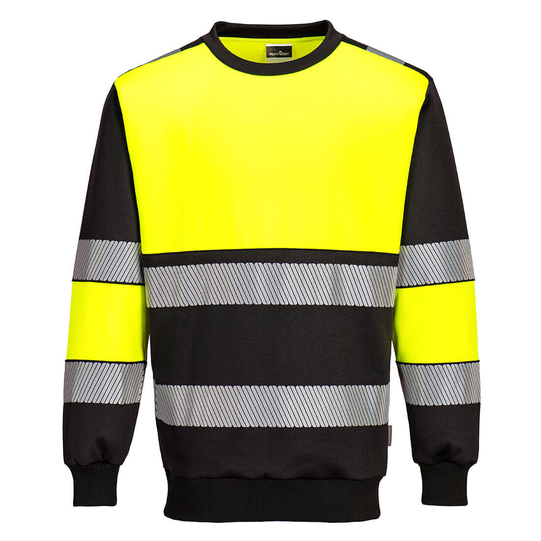 PW3 Hi-Vis Class 1 Sweatshirt PW376 Yellow/Black Size 4XL Fit R