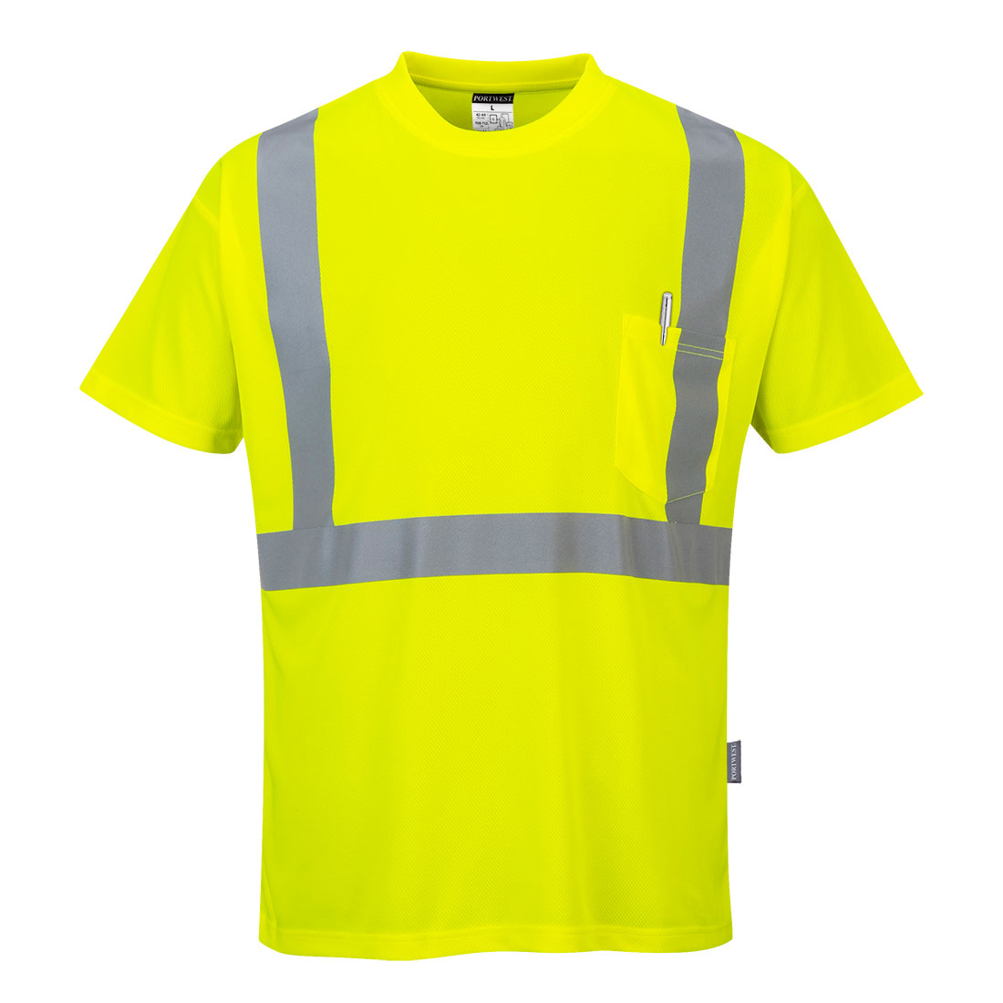 Hi-Vis Pocket T-Shirt, Yellow     Size XL R/Fit