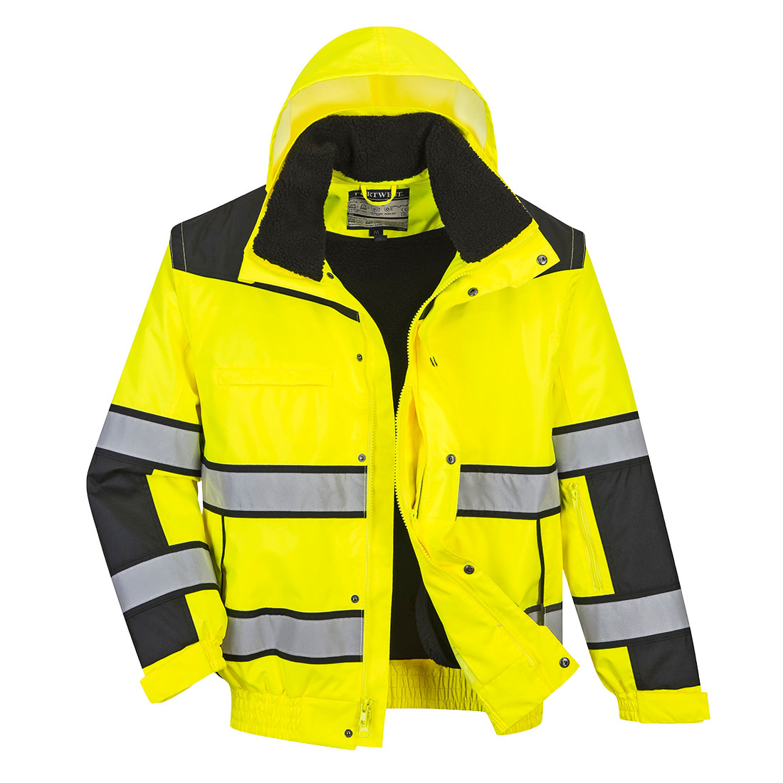 Portwest Hi-Vis Bomber Jacket - Yellow/Black - Large (C466YBRL)