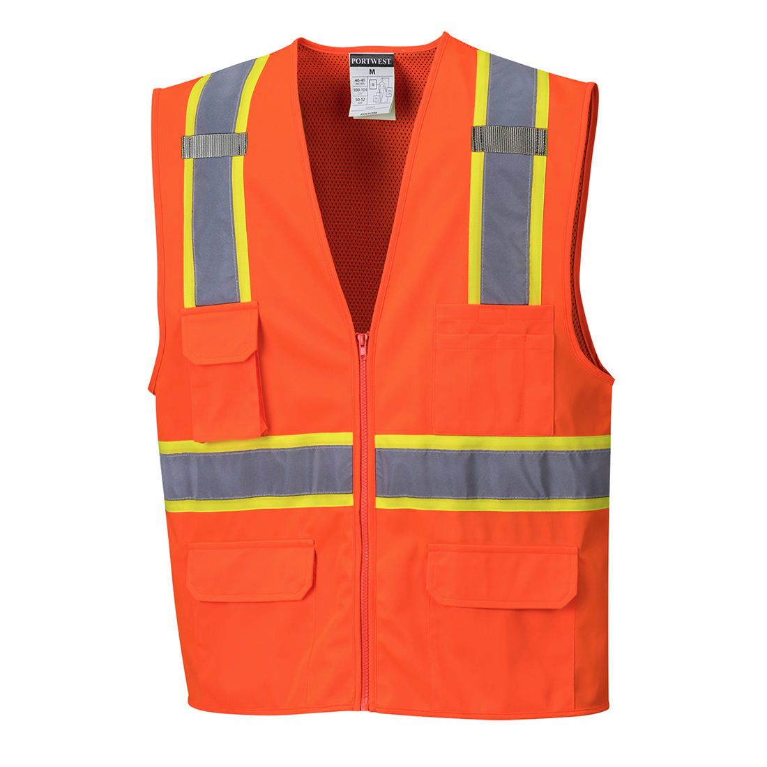 Portwest US370 Atlanta Hi Vis Mesh Safety Vest with Reflective Tape & 6 Pockets 