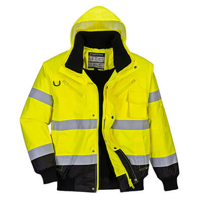 Portwest X Yellow/Green Hi-Vis Convertible Bomber Jacket /bodywarmer- C565  Hi Vis Jackets Active-Workwear