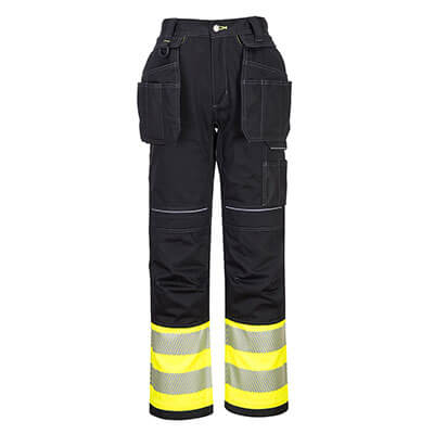 Portwest PW3 yellow/black hi-vis lightweight stretch work trousers #PW303