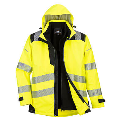 HI VIS Fleece Work Jacket Warm Mesh Lined High Visibility coat Portwest F301 